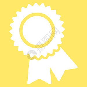 来自竞争与成功双色图标集的认证图标背景字形标签丝带保修单领导者勋章投票评分黄色图片