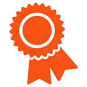 来自竞争与成功双色图标集的认证图标投票领导者印章邮票橙色丝带徽章报酬速度质量图片