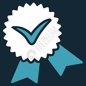 竞争和成功双彩图集中的校验印章图标字形白色徽章邮票优胜者海豹证书蓝色文凭背景图片