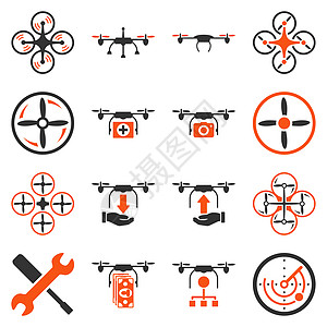 运营图飞行无人驾驶飞机平面双色图标字形高科技硬件药品引擎服务运输自动化安装工具背景