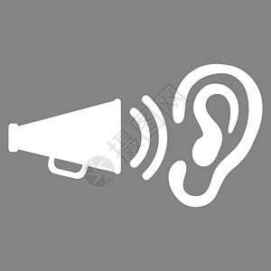 广告图标营销白色演讲耳朵扬声器喇叭灰色噪音警报收音机图片