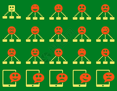 情感等级和短消息系统图标微笑图标集笑脸绿色展示流程图公司祖父符号背景图片