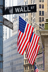 美国纽约华尔街交换地标城市交易投资旗帜管理人员股市市中心金融图片