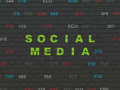 社交网络概念社交媒体背景墙上黑色社区扇子团队博客社会软件绘画绿色代码图片