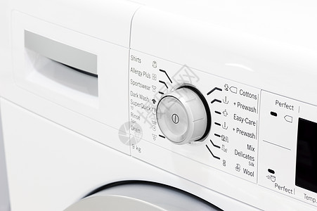 洗衣机控制面板控制板家庭装载机洗涤器具快门自动化垫圈电器宏观图片