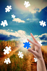 手显示的复合图像绘图拼图计算机天空解决方案沙丘多云手指背景图片