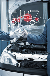 汽车界面复合图像图技术扳手图表蓝色计算机双手工作服绘图手势同事图片