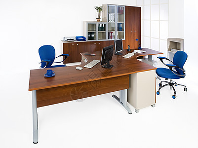 办公室家具职场摆设工作椅子文件夹公司木板桌子电脑商业图片
