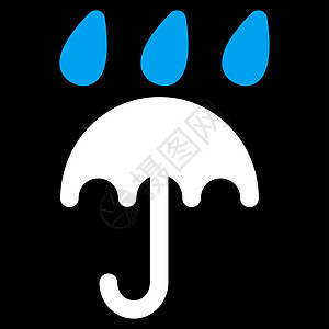 雨保护图标雷雨蓝色下雨安全保险天气黑色白色背景气象图片