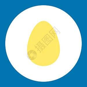 鸡蛋平面黄色和白色圆环按钮蓝色图标形式数字食物细胞早餐背景图片