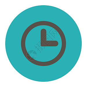 时钟平面灰色和青色颜色圆环按钮柜台计时器时间小时图标跑表圆形速度商业日程图片
