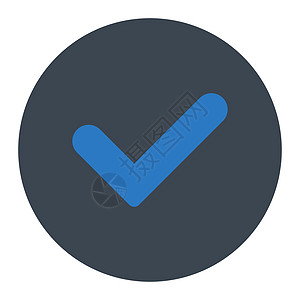 是平平平滑的蓝色圆色按钮标记成功投票复选验证图标协议图片