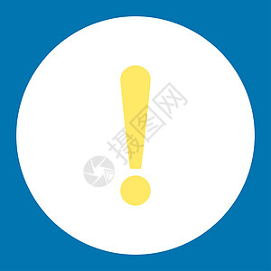 平平黄色和白颜色圆环按键信号安全白色预防攻击注意力感叹号事故冒险蓝色指针图片