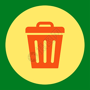 平平橙色和黄色圆环按钮回收站绿色回收垃圾背景篮子垃圾桶图标垃圾箱倾倒图片