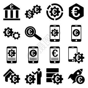 欧元银行业务和服务工具图标银行业服务器现金项目金融人士计算商务经济学家商业图片