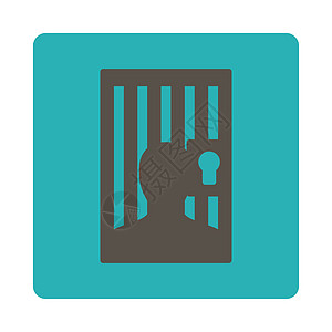 监狱图标囚犯青色房间法庭逮捕框架正方形法律犯罪按钮图片