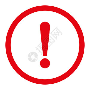 感叹符号 平面红颜色 圆形光栅图标惊呼警报安全感叹号字形指针事故警告风险失败图片