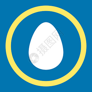 鸡蛋平面黄色和白色 四轮光栅图标形式蓝色早餐细胞背景数字食物字形背景图片