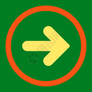 右箭头平平的橙色和黄色四轮光栅图标指标指针用户运输导航绿色背景运动字形水平图片