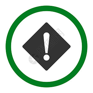 错误平整绿色和灰色 四轮光栅图标菱形失败安全信号危险警报预防注意力惊呼警告图片