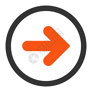 右箭头平平的橙色和灰色水平用户字形界面光标运输导航指针指标运动图片