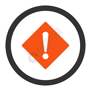 平平橙色和灰色错误四角光栅图标警告感叹号事故失败危险字形菱形惊呼预防风险图片