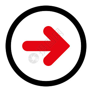 右向箭头平面加厚红色和黑颜色 四轮光栅图标用户运输字形水平界面运动指针光标黑色导航图片