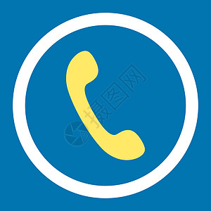 电话平板黄色和白颜色四轮光栅图标热线拨号讲话白色电讯蓝色背景戒指扬声器电话号码图片