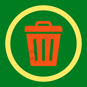 平平橙色和黄色横绕光栅图标倾倒垃圾箱绿色背景环境垃圾桶字形生态回收站垃圾图片