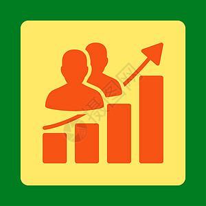 观众增长图标推介会男人字形统计营销黄色背景顾客图表数据图片