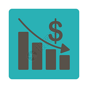 中断图标经济失败青色危机货币经济衰退财富灰色图表信息图片