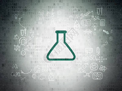 数字纸背景上的科学概念烧瓶化学烧杯玻璃创新图表研究生物学药店代码教育图片