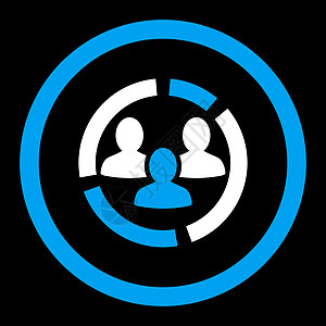 人口统计图平面蓝色和白色圆形字形图标成员顾客社交家庭数据人群男人客户联盟背景图片