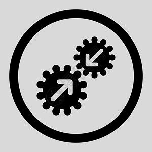 集成统一黑色平整圆形图形图标齿轮一体化同步进步机器控制软件字形解决方案工具图片