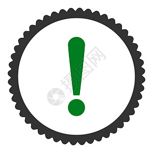 报警标志平面绿色和灰色标志 圆形邮票图标安全警告事故警报风险信号攻击注意力指针橡皮背景