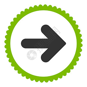 右箭平面绿色和灰色生态双绿环形邮票图标水平指针运输光标界面证书箭头海豹导航指标图片