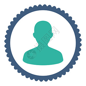 用户平板钴和青青色环面邮票图标身份顾客身体帐户性格男人数字海豹化身男性图片