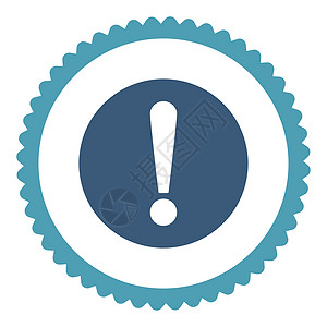 问题平淡青色和蓝色环形邮票图标警告感叹号注意力攻击证书失败安全警报冒险帮助图片