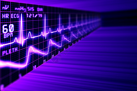 网络空间中以ECG图形显示心心率起搏器展示测试脉冲紧迫感保健曲线心悸脉搏监视器图片