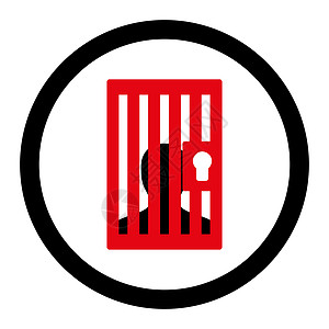监狱固定的红色和黑色聚红和黑颜色四舍五入胶体图标圆形锁孔警察刑事犯罪框架法官相机逮捕囚犯图片