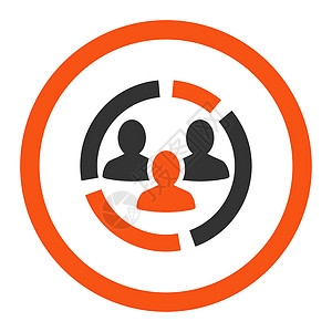 人口统计图平面橙色和灰色圆形字形图标家庭社区顾客网络报告成员团队团体用户男人图片