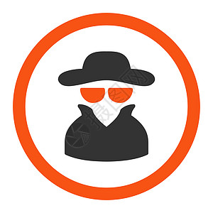 Spy 平平橙色和灰色网络字形保镖调查帽子私人秘密侦探男人犯罪图片