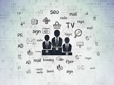 广告概念 数字纸背景上的业务团队数据技术品牌男人产品白色社会战略人士电脑图片