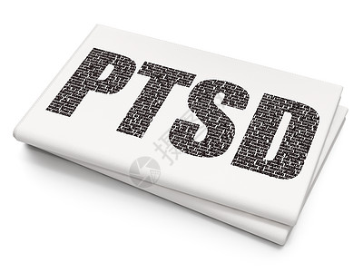 医学概念 关于空白报纸背景的PTSD图片