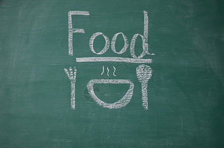 食品标志粉笔画教室杯子素描草图绿板食物白色笔板木板教育图片