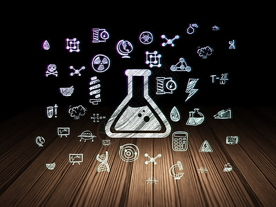 科学概念烧瓶在 grunge 黑暗 roo教育化学创新管子玻璃房间药店烧杯辉光化学品图片