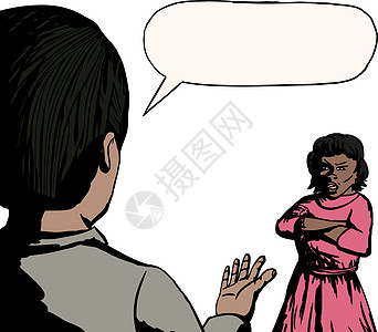 争吵的一对分歧插图男人女性卡通片黑色孩子侮辱女士成人图片