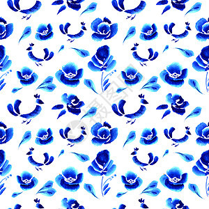 民间花丛背景摘要艺术叶子插图蓝色框架风格墙纸国家玫瑰蕾丝图片