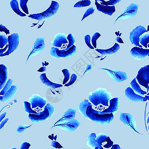 民间花丛背景摘要植物风格插图装饰蓝色艺术国家蕾丝墙纸文化图片