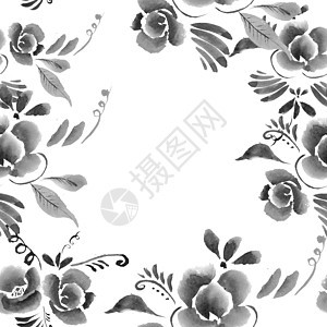 民间花丛背景摘要装饰植物群国家玫瑰艺术植物墙纸蓝色风格文化图片